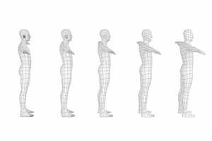 Natural Male T-Pose In 5 Topologies