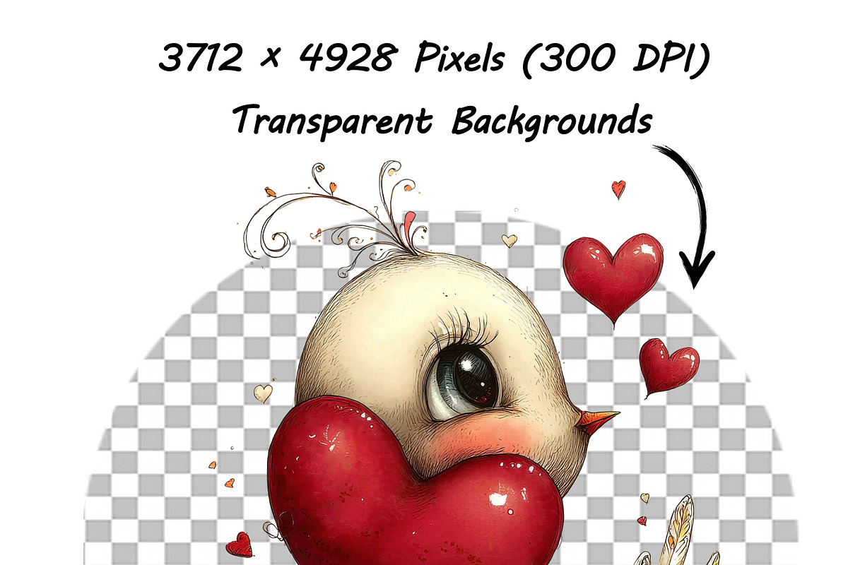 Whimsical Valentine Day Girl Clipart, an Illustration by one-touch (Photo 10 of 16)