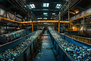 Plastic waste sorting at recycling p, an Industrial Photo by Photostock