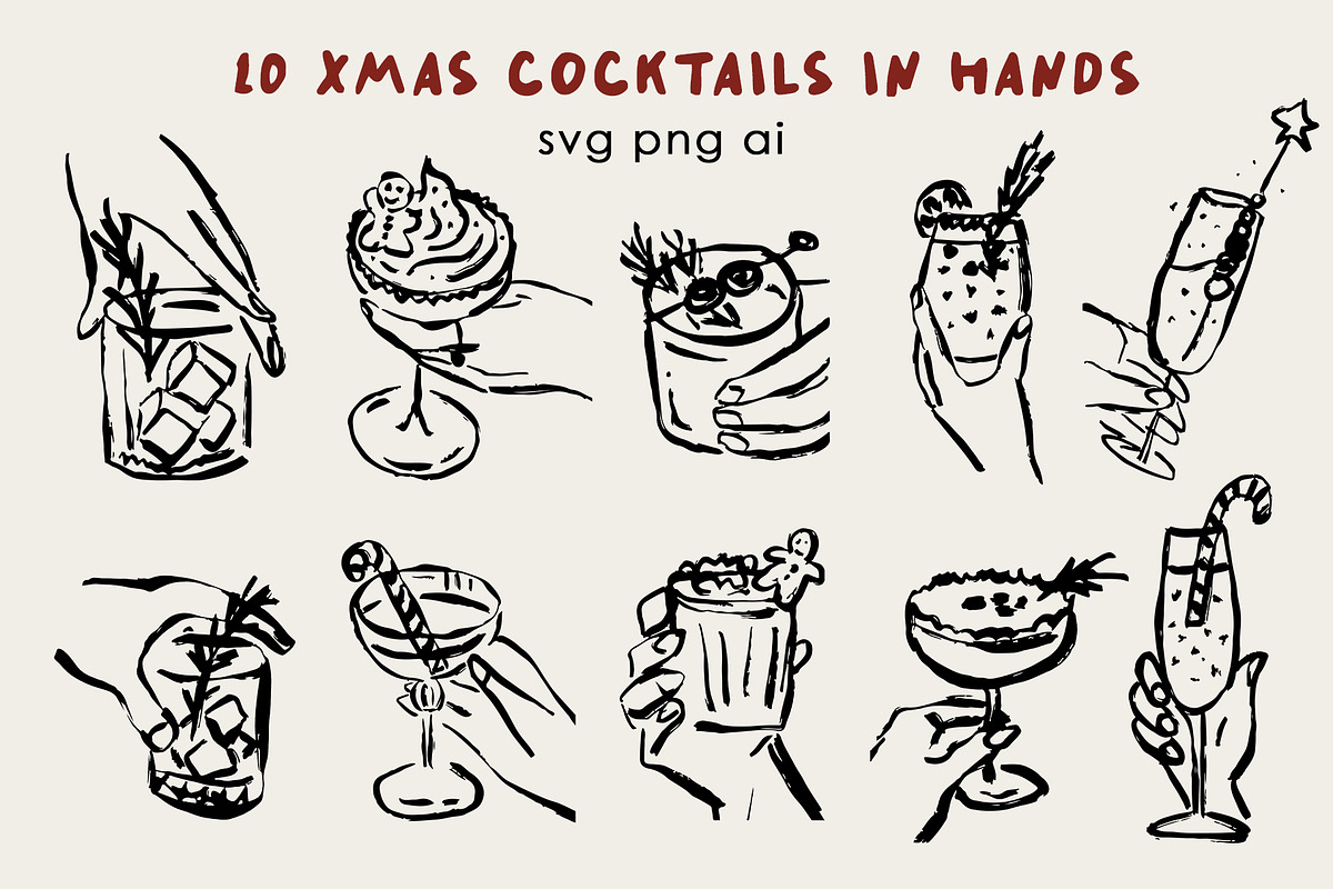 Whimsical Christmas Cocktails, a Food Illustration by Teresa Art Store (Photo 8 of 9)