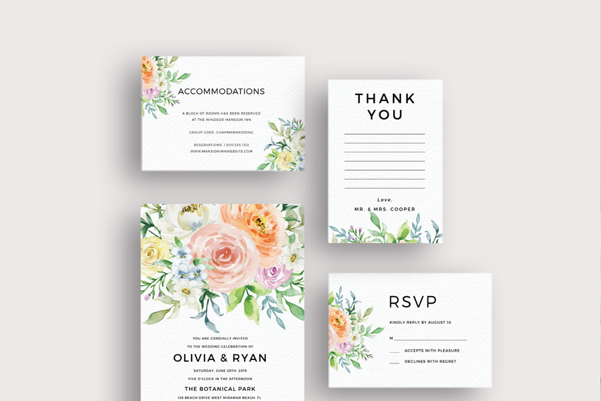 Pastel watercolor floral invitation, an Invitation Template by Inkpower (Photo 2 of 7)
