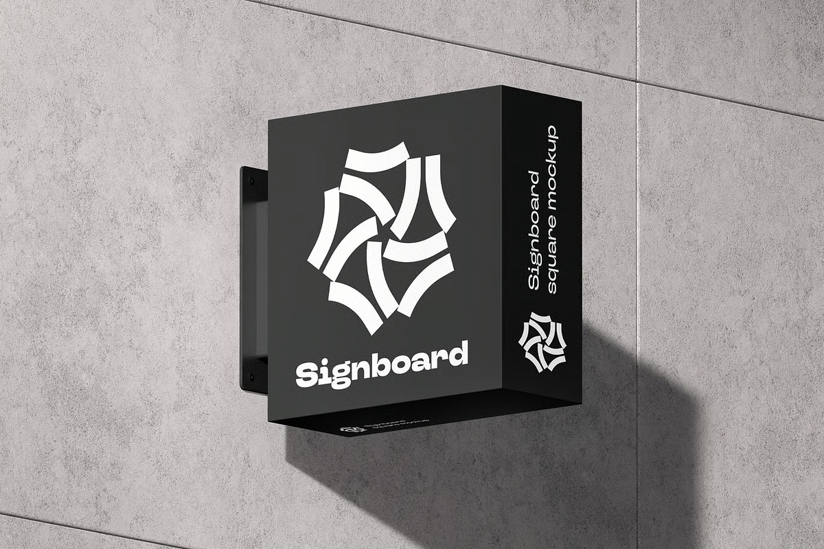 Signboard Square Mock-up, an Advertising Mockup by zippypixelstudio (Photo 5 of 15)