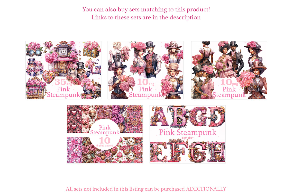 Pink Steampunk Valentine's Day PNG, a Seasonal Illustration by GlamArtZhanna (Photo 2 of 6)