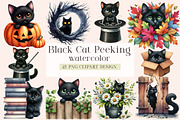 Black Cat Peeking Clipart, an Illustration by DreamArtGraphic (Thumbnail 1 of 4)