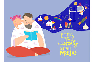 Cute Cartoon Father wearing Pajamas, a Person Illustration by Maria Starus
