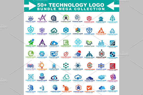 50+ High Tech Logo Mega Templates preview 2