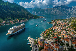 Cruise ships sailing in Kotor Bay, a Photo by Beautiful things