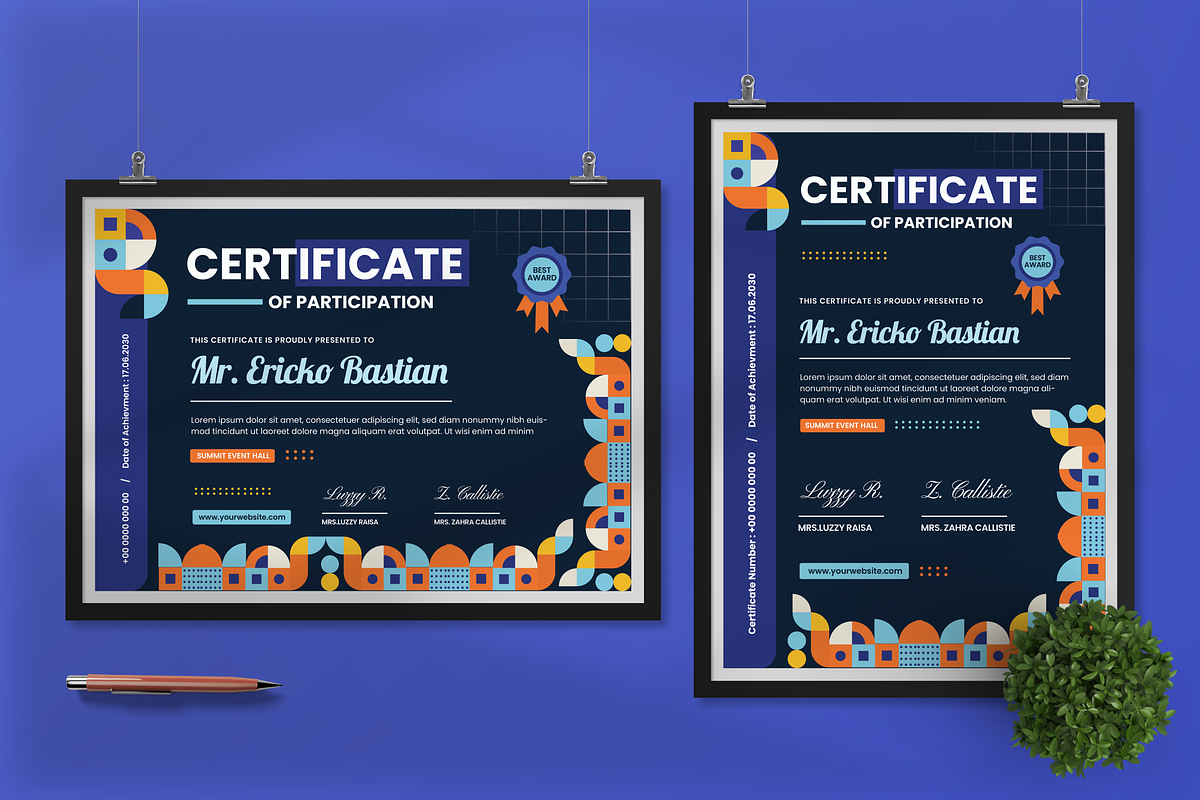Geometric Certificate, a Stationery Template by SquidPixey (Photo 1 of 6)