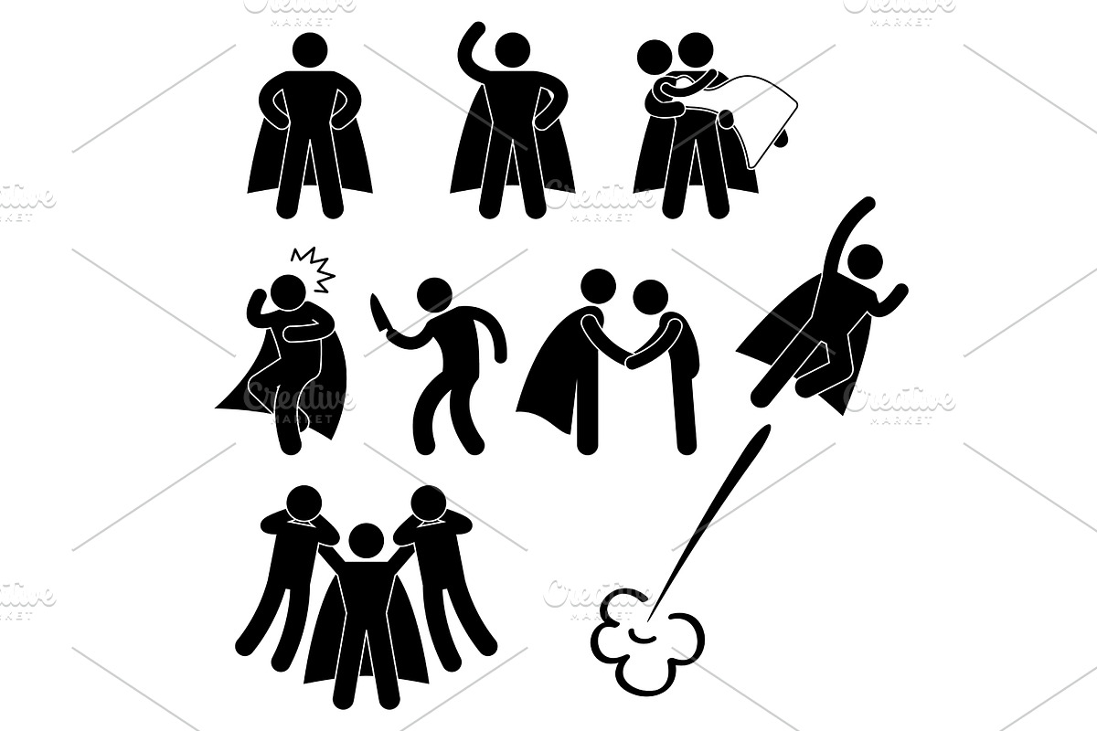 Superhero Hero Rescue Help Protect, an Icon by Leremy Stick Figures