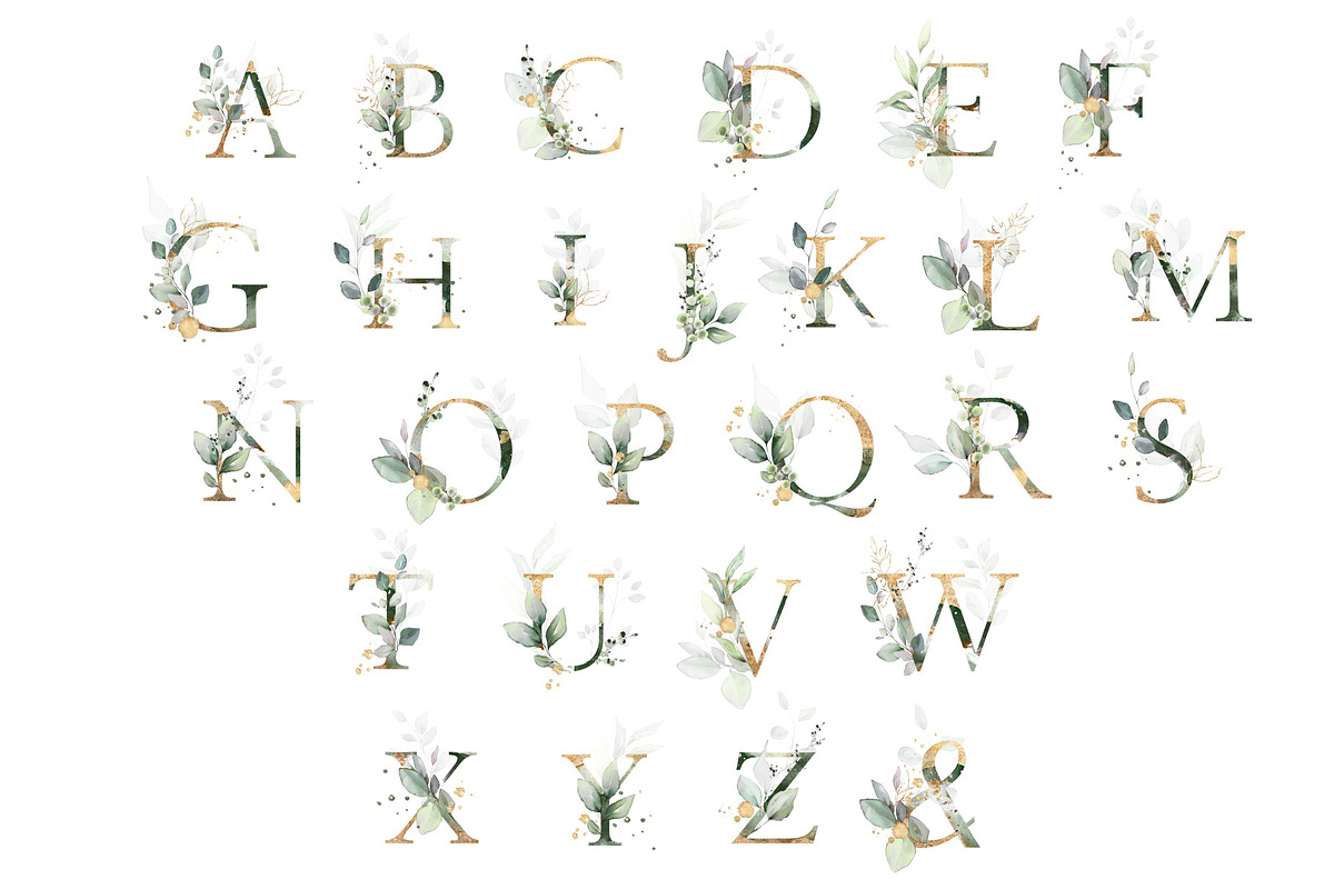 Green watercolor herbs, leaves, a Decorative Illustration by Lisima (Photo 9 of 19)