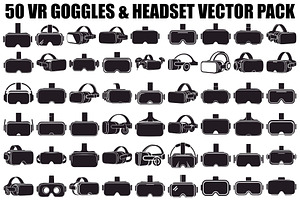 50 VR Goggles Headset Silhouette, an Illustration by yasushie