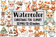 Christmas Fox Clipart, an Illustration by Design Market (Thumbnail 1 of 4)