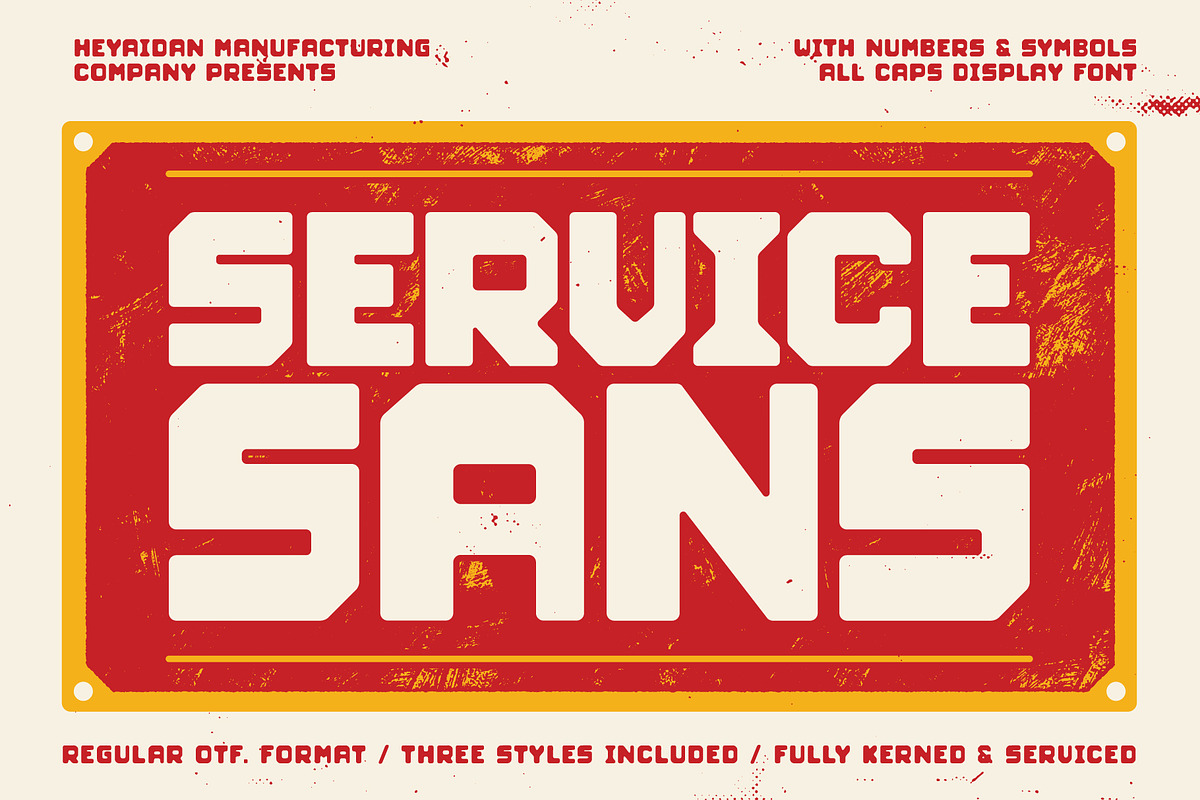 Service Sans | Retro Blocky Font, a Sans Serif Font by HeyAidan (Photo 1 of 7)