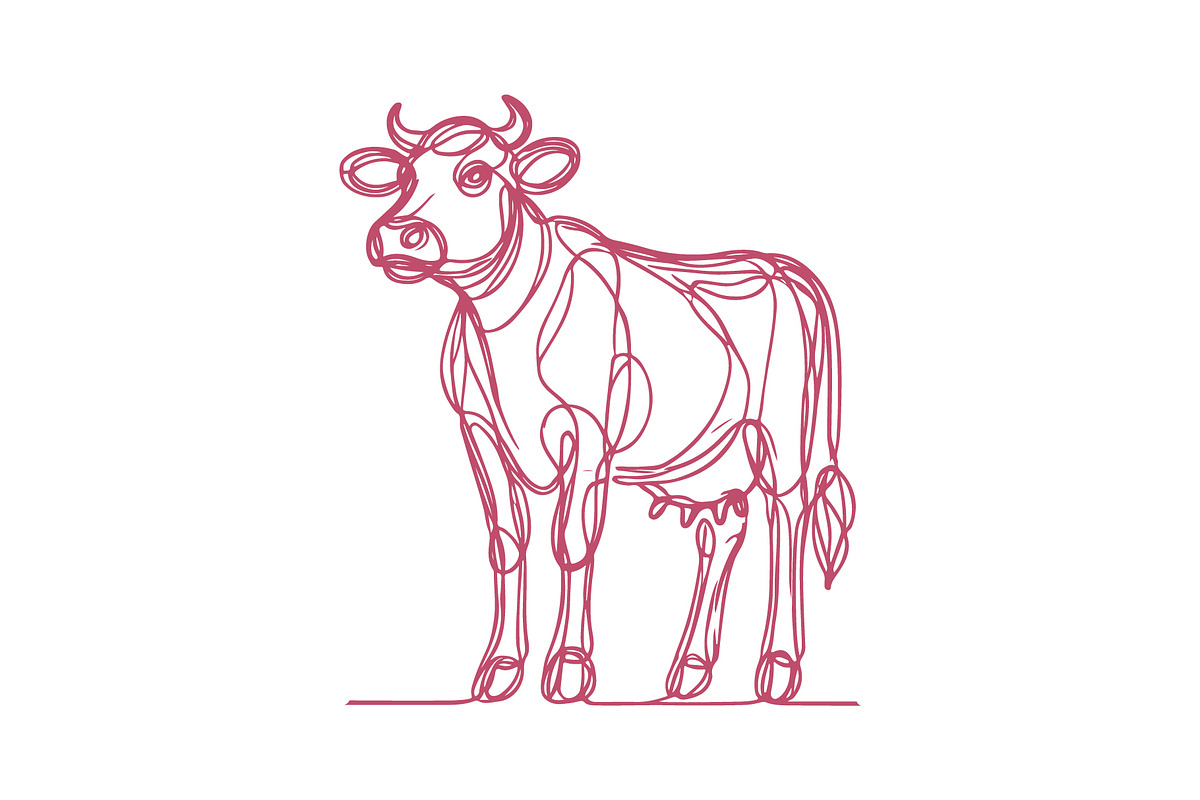 Cow Line Art Vector Illustration set, an Animal Illustration by MkStudio (Photo 4 of 4)