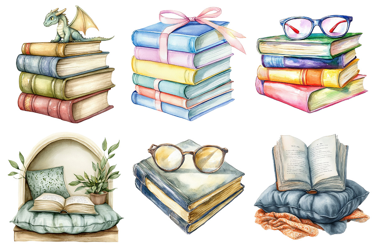 Books Lovers Clipart, an Illustration by Daily.Designs (Photo 2 of 5)