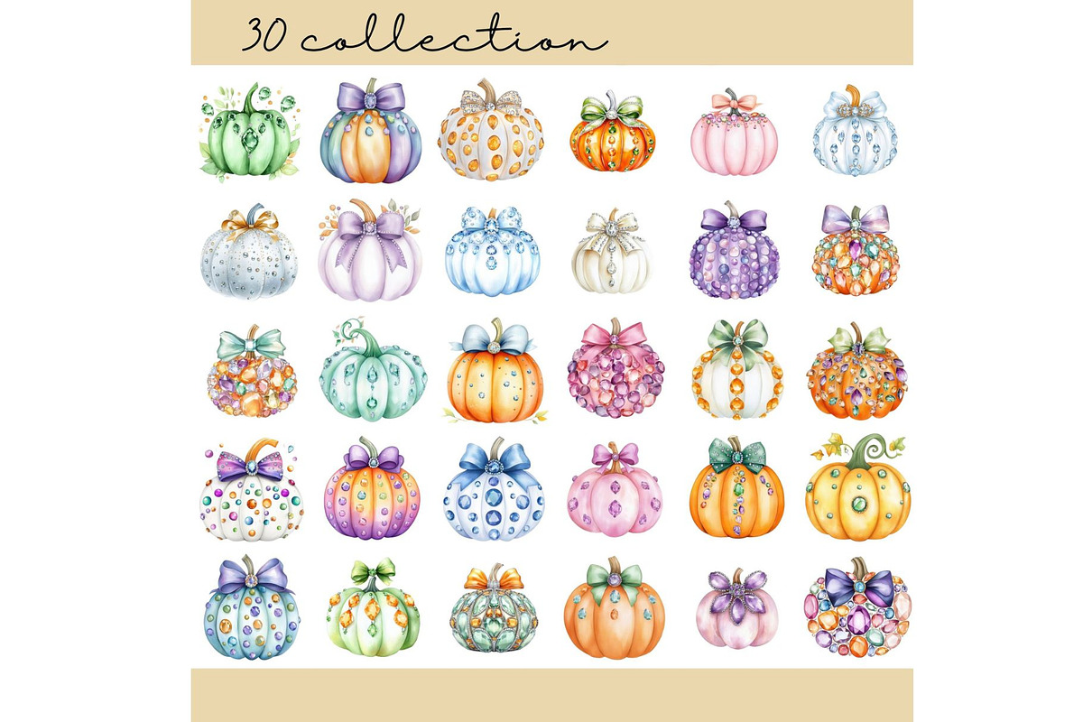 Gem Pumpkin Clipart Bundle, an Illustration by Mashimara (Photo 2 of 4)