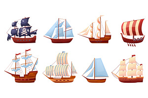 Wooden ships. Old style sailing ship, a Transportation Illustration by LadadikArt