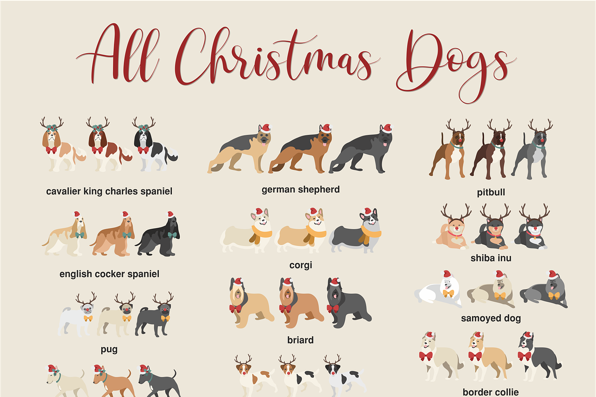 Christmas and New Year dogs clipart, an Illustration by Siriliadka Dreams (Photo 7 of 8)
