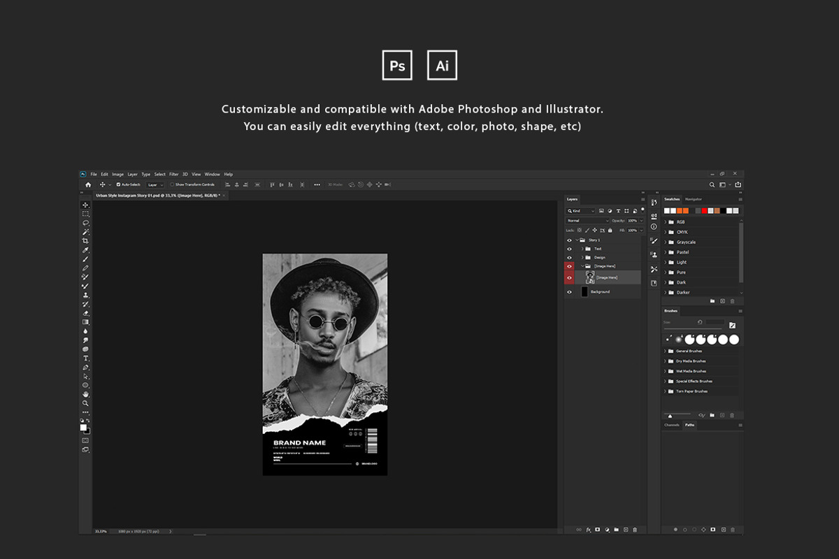 Urban Monochrome Instagram Template, a Social Media Template by peterdraw