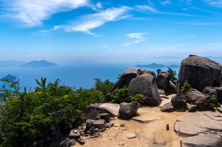 Seto Inland Sea and Hiroshima Bay from Mount Misen summit, Miyaj