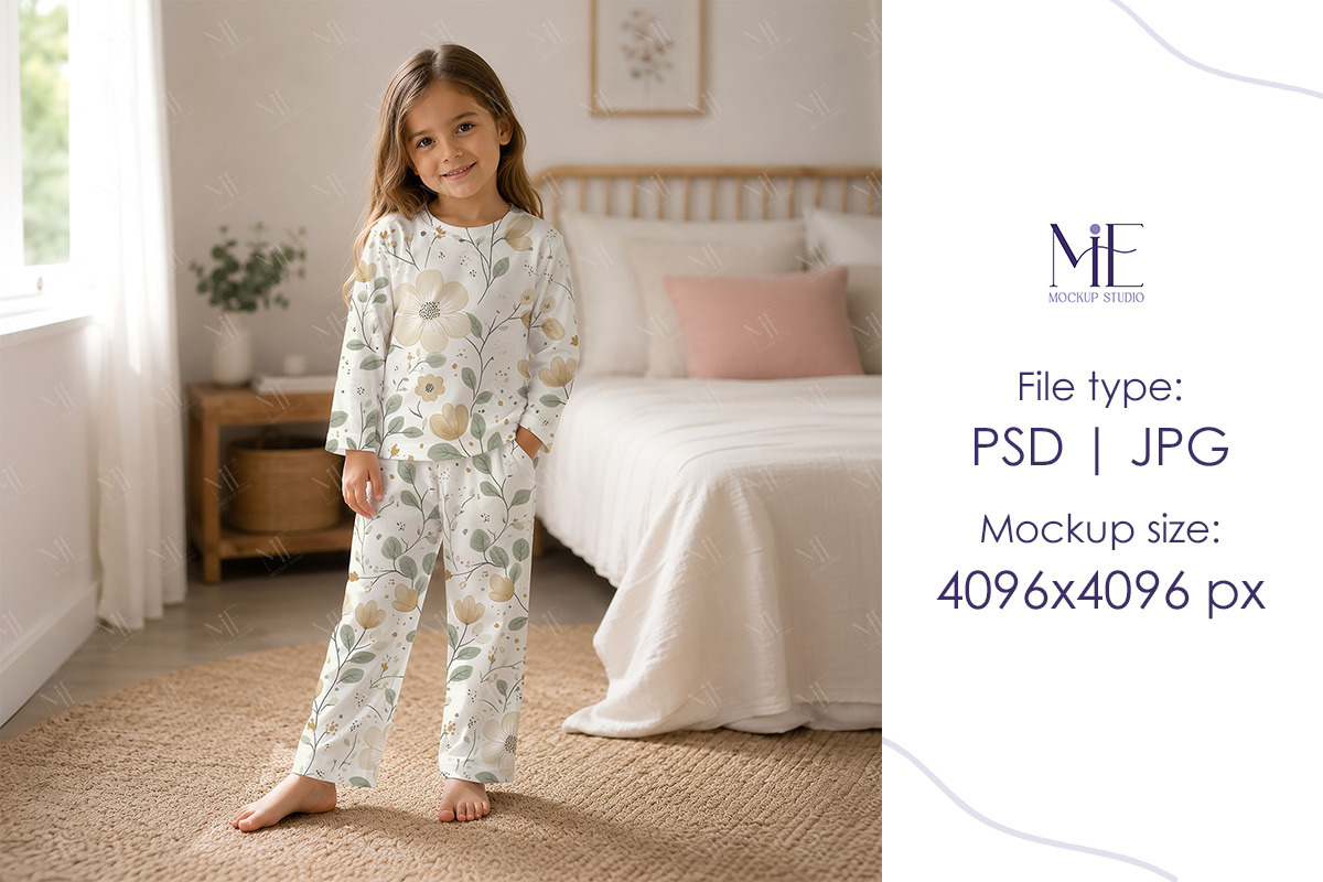 Kid Pajama Mockup, Lounge Set Mockup, a Shirt Mockup by Mie Mockup Studio (Photo 6 of 7)