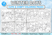 Winter Days Cute & Comfy Coloring, a Seasonal Illustration by Coco Bloom (Thumbnail 1 of 4)