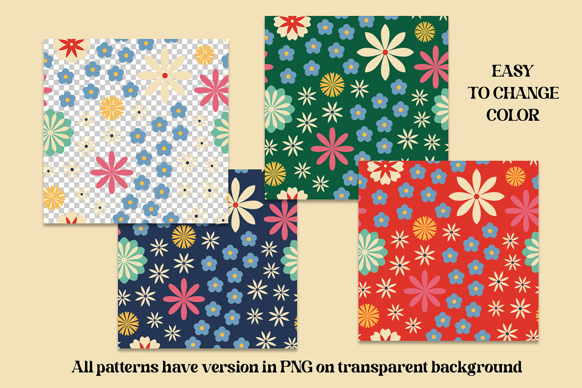 Retro Floral Groovy Vintage Patterns, a Pattern Graphic by Sofico (Photo 14 of 15)