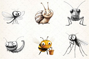 Whimsical Insect Clipart Set, an Illustration by DreamCafeArt (Thumbnail 4 of 7)