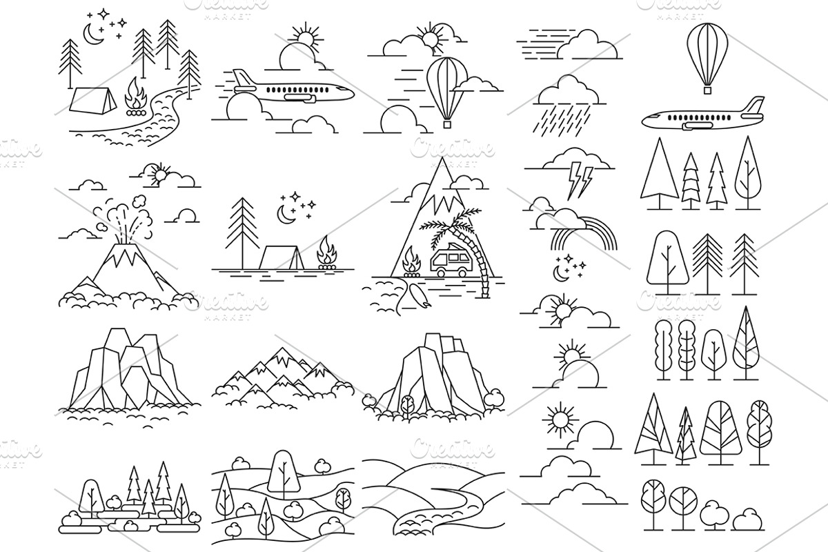 Nature line icon landscapes, an Object Graphic by IvanFet (Photo 1 of 2)