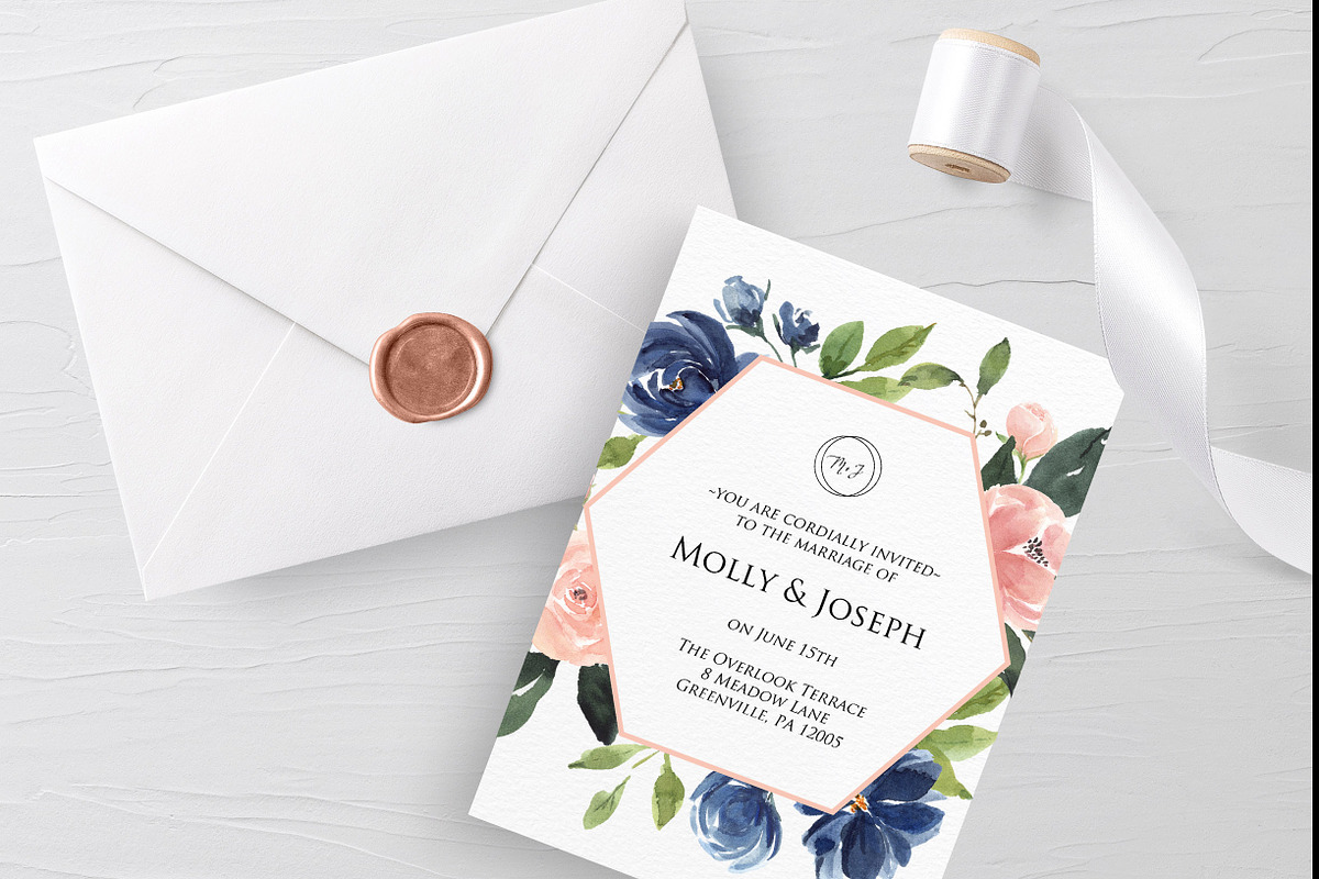 Blush and Blue Watercolor Flowers, an Illustration by Graphic Blue Bird (Photo 8 of 9)