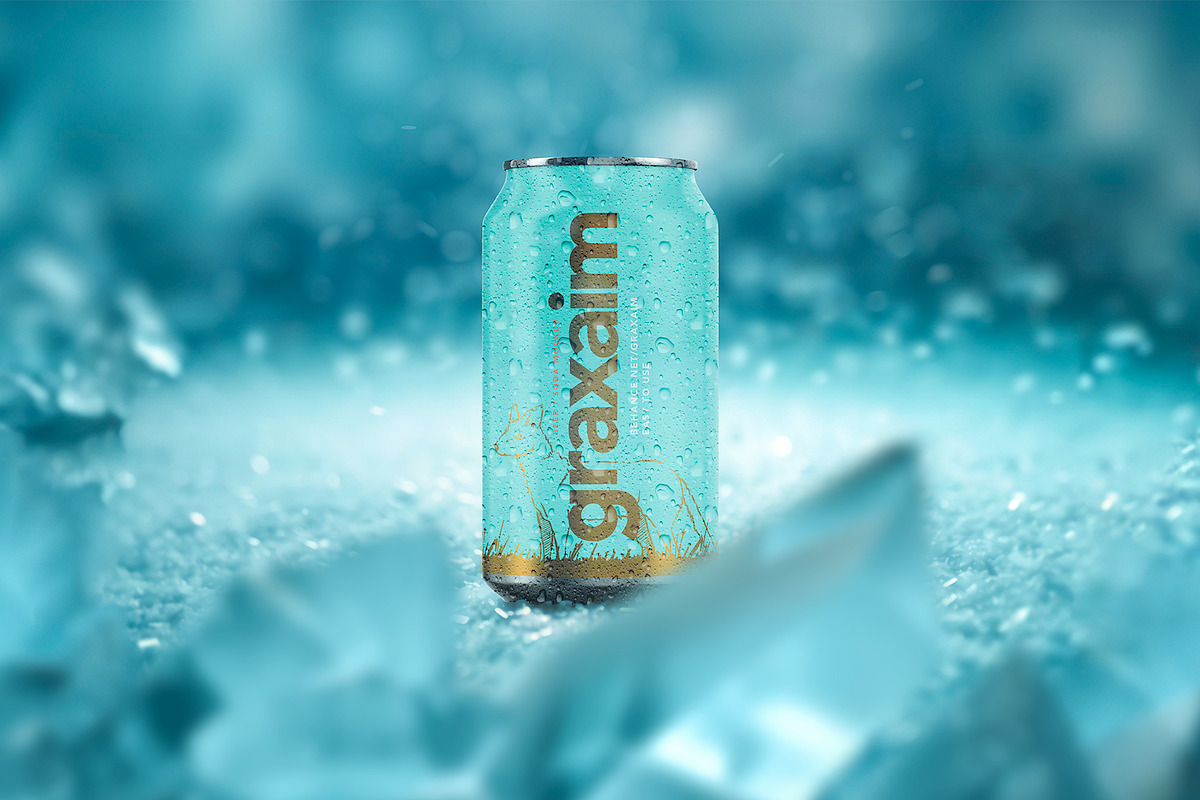 Frozen drink can mockup. Beer/Soda., a Packaging Mockup by Graxaim Mock-up (Photo 1 of 6)