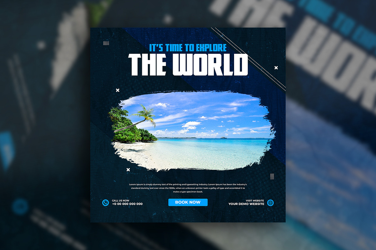 Travel social media post banner, a Social Media Template by Tanmoy Topu (Photo 4 of 11)