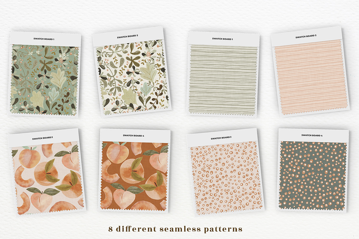 Peaches and Sage watercolor clipart, a Pattern Graphic by Bridgett Stahlman Design (Photo 3 of 9)