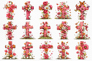 Floral Easter Cross Clipart Png, an Illustration by Craft Nest (Thumbnail 5 of 9)