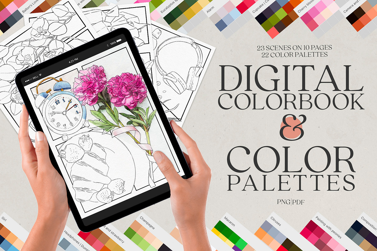 Coloring pages & Color Palettes, a Decorative Illustration by Deveze Art & Co (Photo 1 of 6)