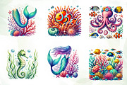 Undersea watercolor clipart, an Illustration by CreationArt (Thumbnail 2 of 5)