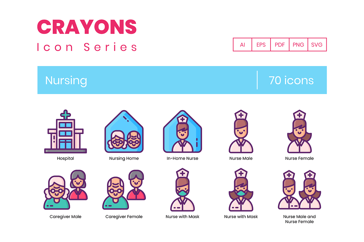 70 Nursing Icons - Crayons Series, an Icon by Flat Icons | Creative Market