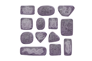 Maya stone symbols. Aztec inca mayan, an Object Illustration by Stock-Smart-Start