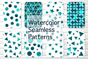 Watercolor Vector Seamless Patterns, a Pattern Graphic by Happiestsim (Thumbnail 1 of 4)