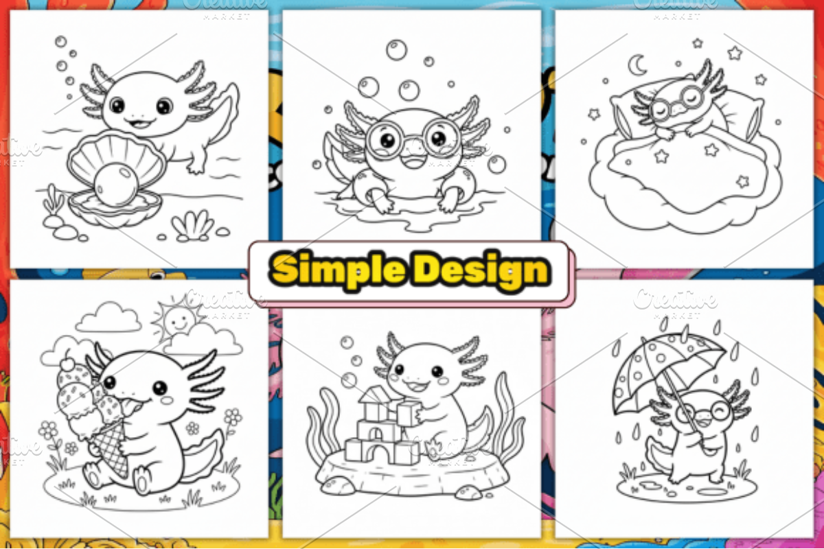 Axolotl Coloring Pages for Kids, an Animal Illustration by Design Station (Photo 2 of 4)