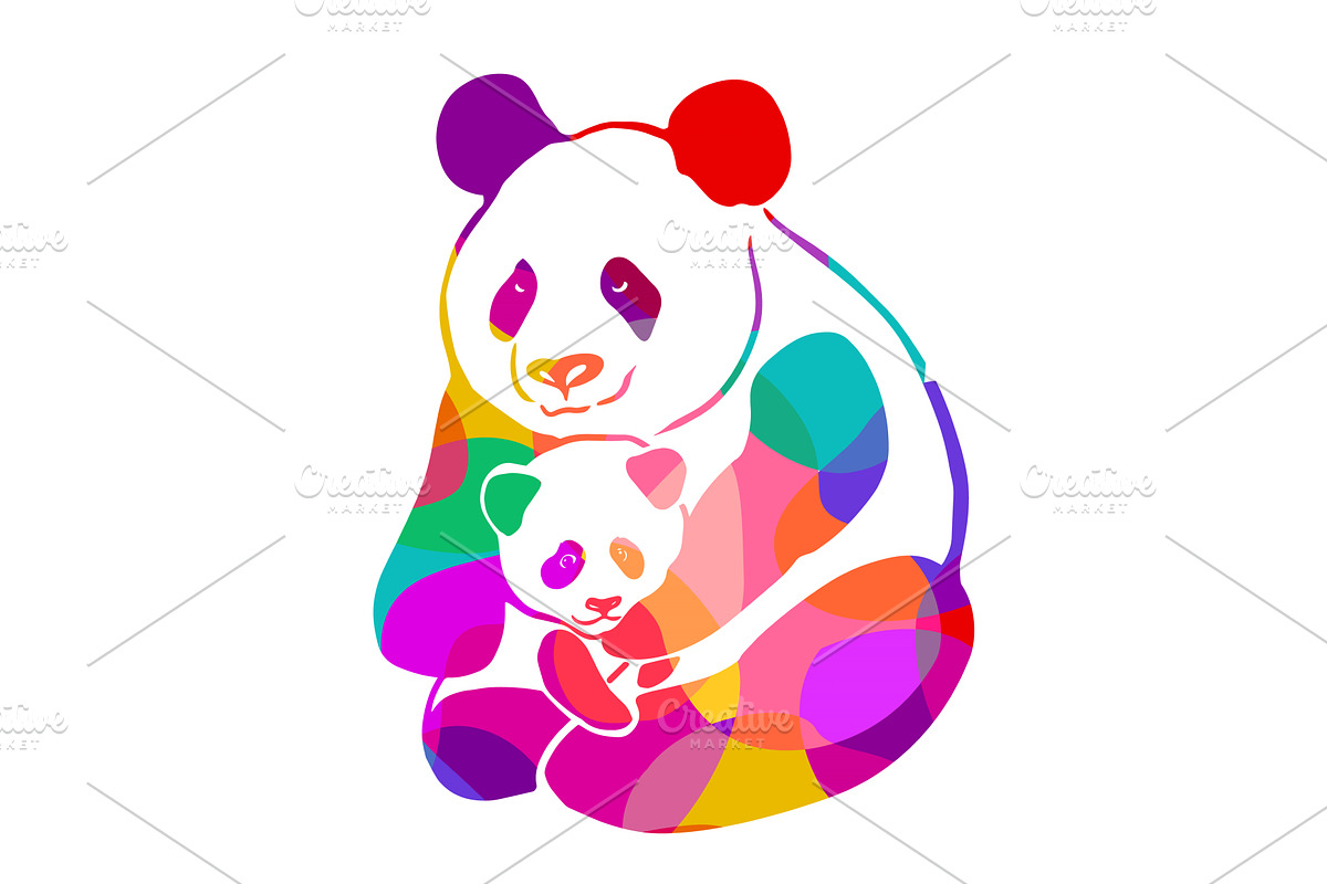 Mother panda with her baby object, an Object Illustration by Nenahliadava Design