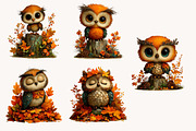 Whimsical Autumn Fall Owl Clipart, a Seasonal Illustration by Designworld (Thumbnail 6 of 10)