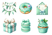 Watercolor Mint Green Birthday PNG, an Illustration by SinaCreation (Thumbnail 2 of 5)