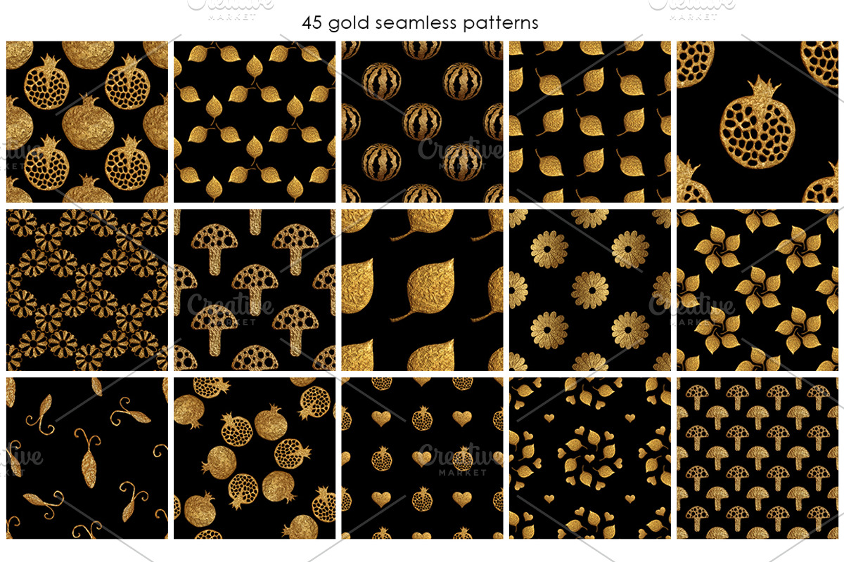 GOLD NATURE on black, a Pattern Graphic by xgart (Photo 4 of 6)