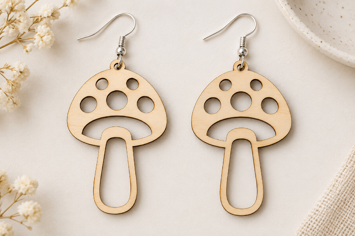 Mushroom Earrings Laser Cut SVG, an Object Graphic by Canvas Craft (Photo 2 of 4)