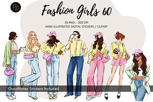 Fashion girls 60 clipart PNG, a Person Illustration by Parinaz Wadia Design