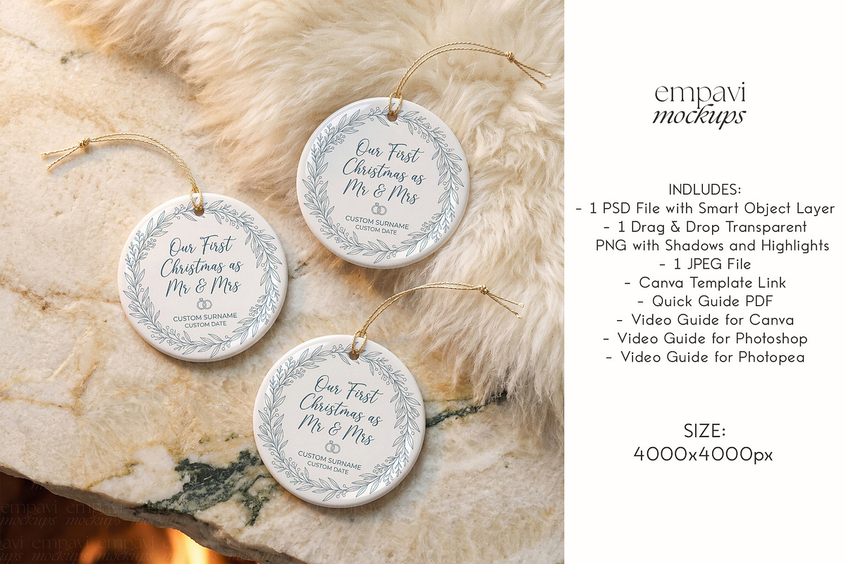 Ornament Mockup Set of 3, an Advertising Mockup by EmpaviMockups (Photo 4 of 5)