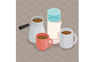 Coffee Drink Utensils Isometric