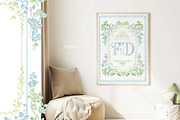 Blue & Green crest, floral frames, a Decorative Illustration by Lisima (Thumbnail 7 of 10)