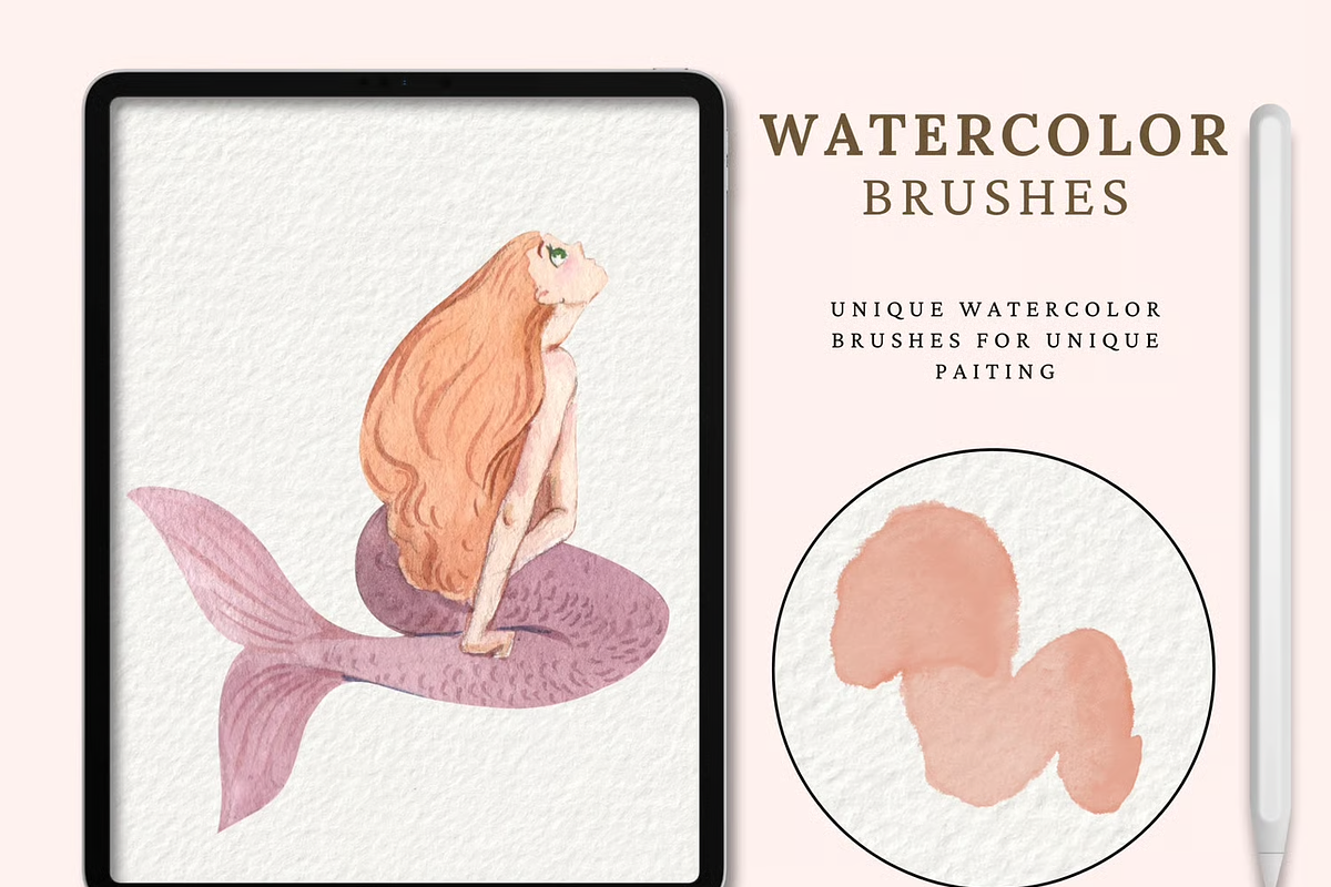SMOOTH WATERCOLOR PROCREATE BRUSHES, a Brush Add-On by BeeRubby (Photo 2 of 9)